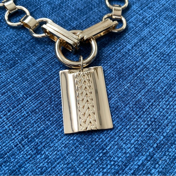 DANNIJO Elisa Gold Tone Pendant Chunky Chain Necklace - Picture 3 of 5